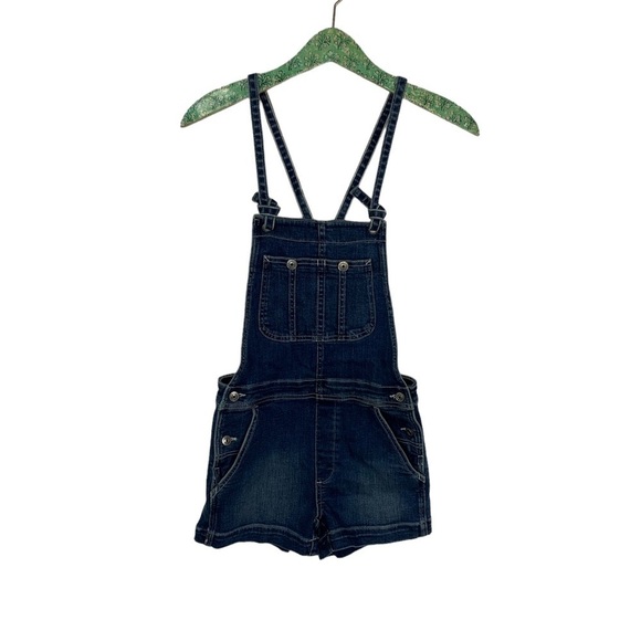 American Eagle Outfitters Hi-Rise Fitted Shorts Overalls Shortall 4 - Picture 1 of 7